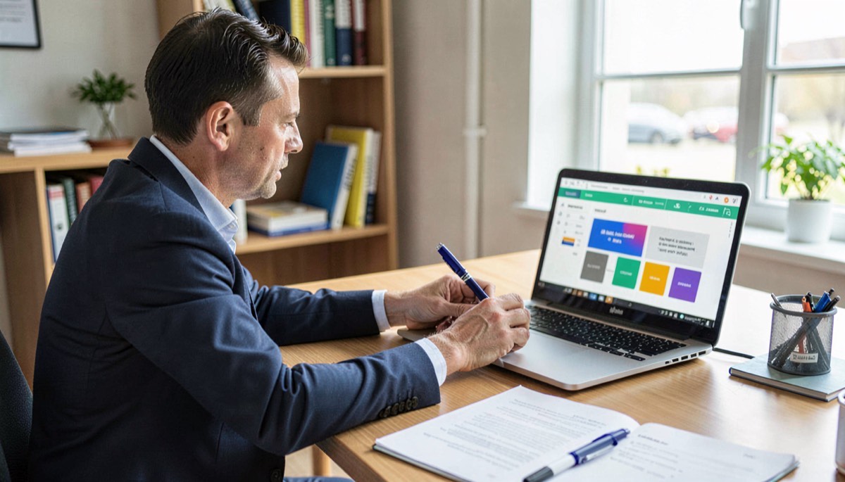 Équipe PME en réunion devant un tableau de bord IA