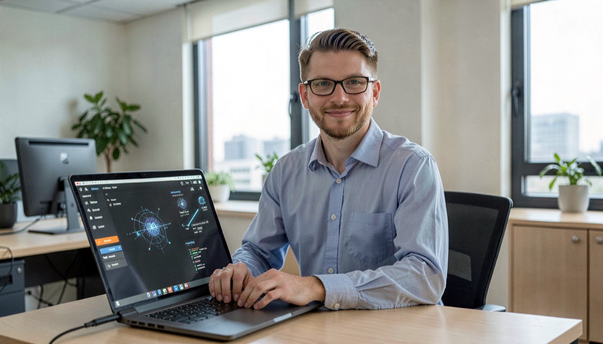 Commercial PME utilisant un CRM avec assistance IA